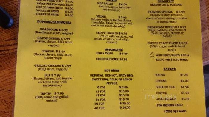 Roadhouse - Kingsburg, CA menu_pic