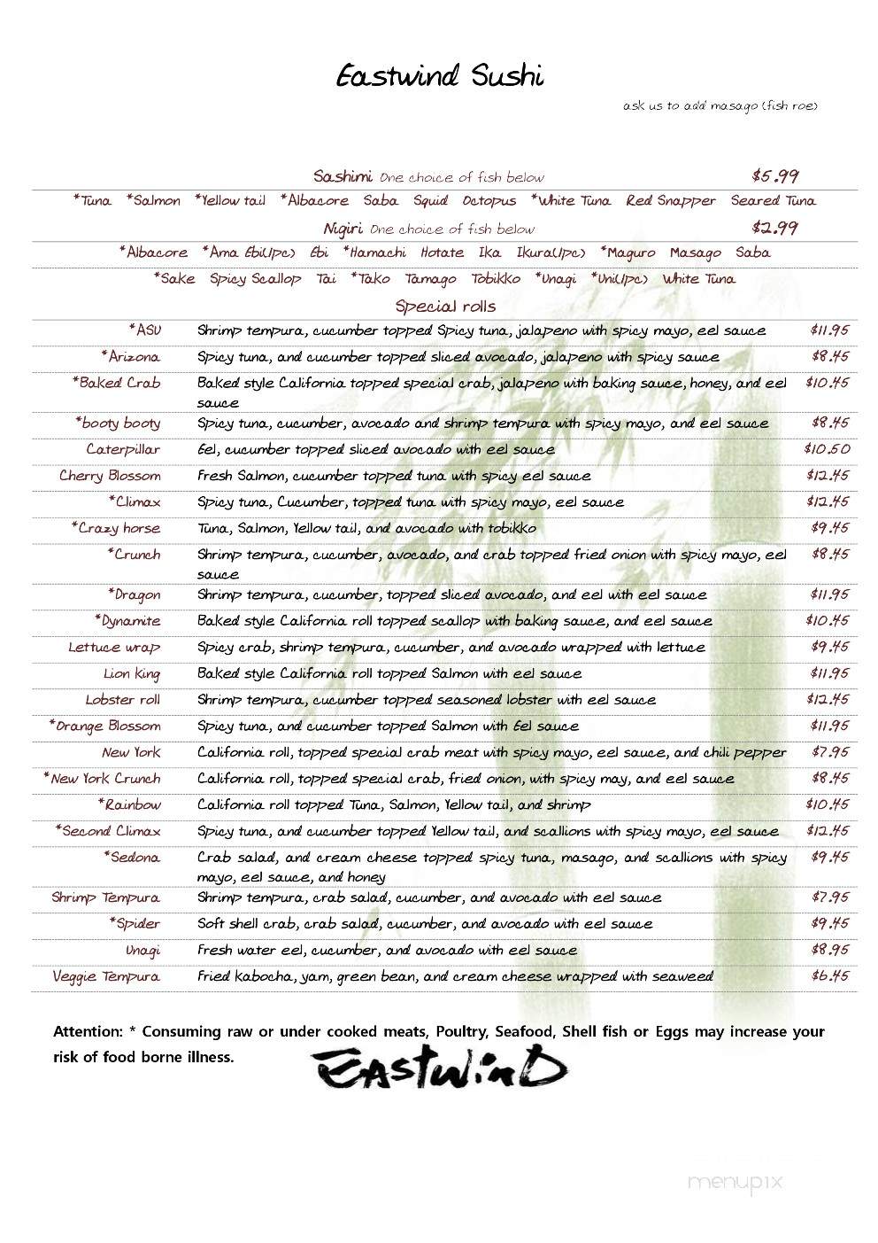 /250188315/Eastwind-Sushi-and-Grill-Menu-Glendale-AZ - Glendale, AZ