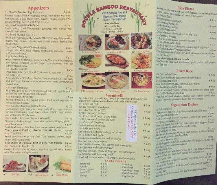 Double Bamboo Restaurant - Stanton, CA menu_pic
