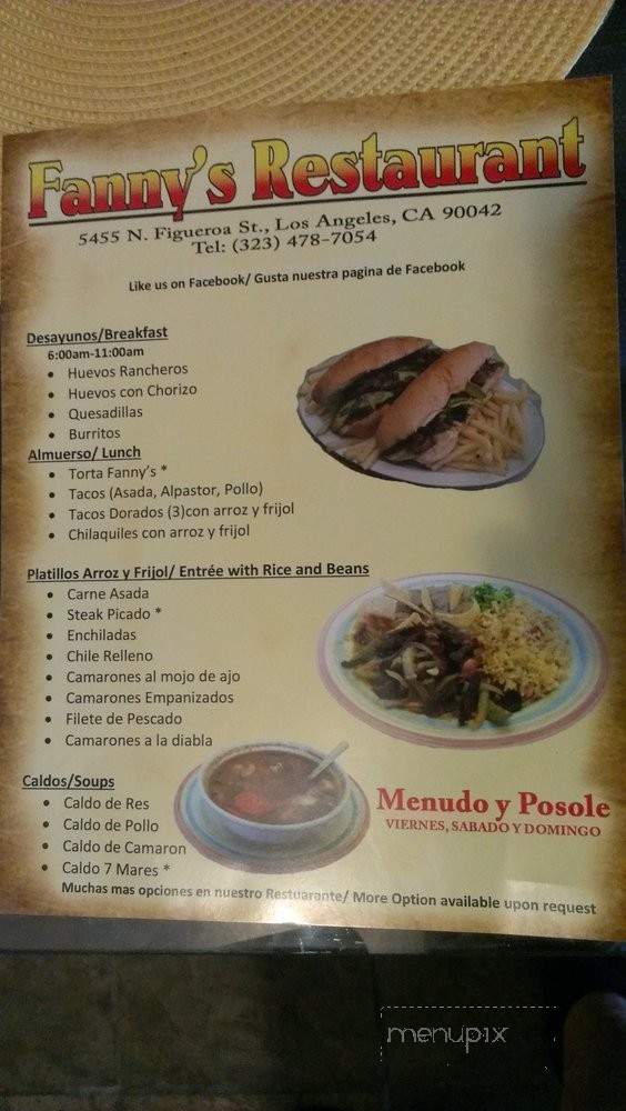 Fanny's Restaurant - Los Angeles, CA menu_pic