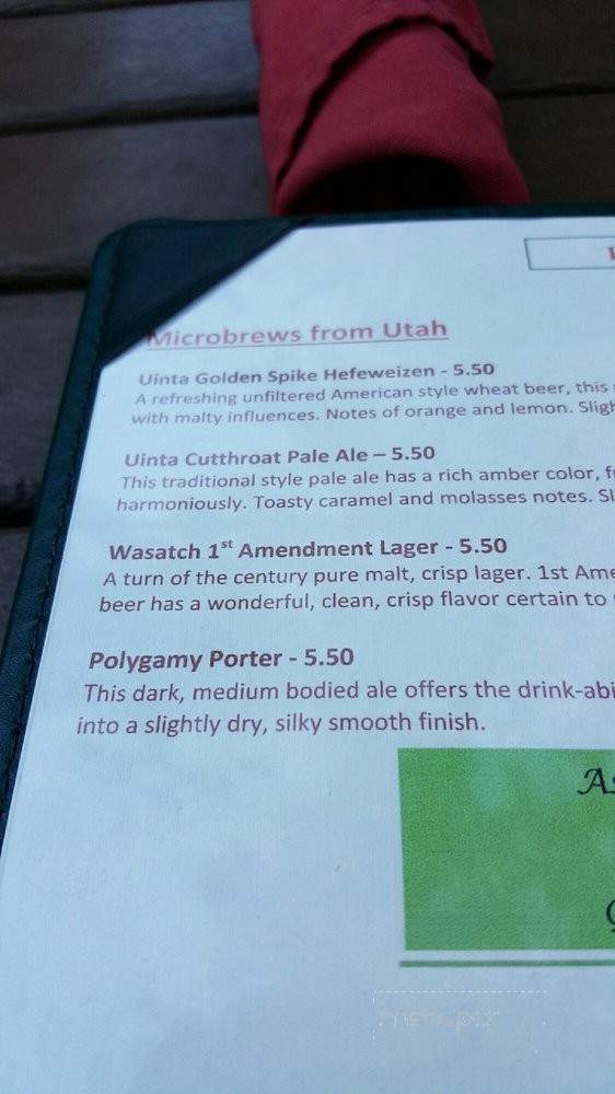 Red Rock Grill - Zion National Park, UT menu_pic