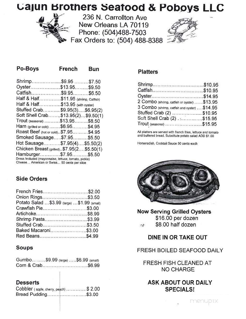 Cajun Brothers - New Orleans, LA menu_pic