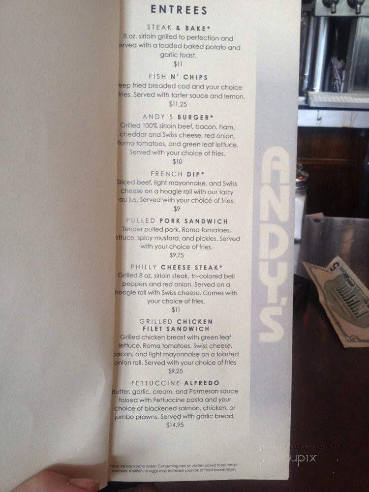 Andy's Bar & Grill - Spokane, WA menu_pic