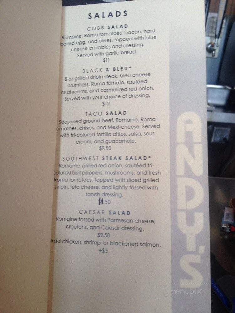 Andy's Bar & Grill - Spokane, WA menu_pic