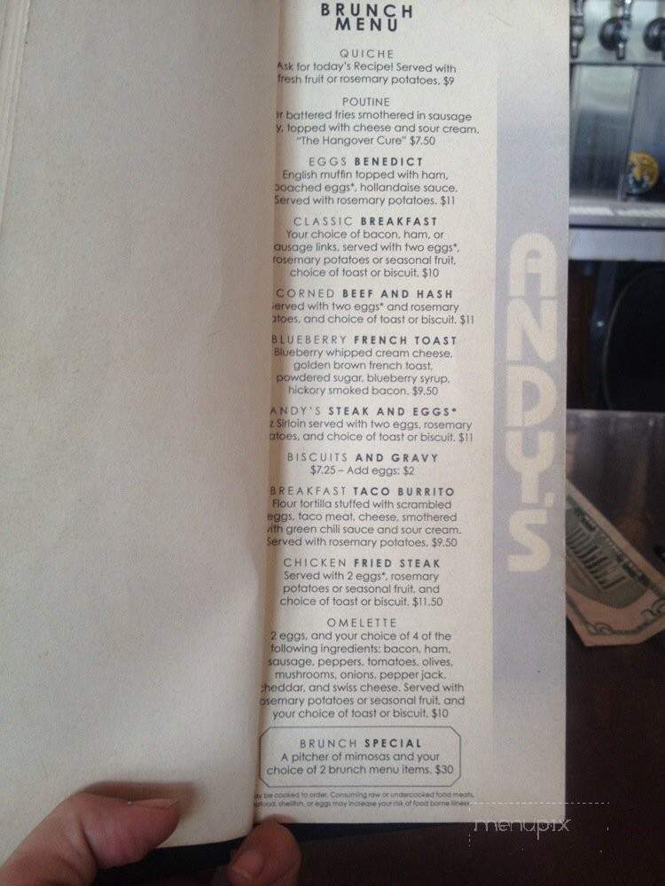 Andy's Bar & Grill - Spokane, WA menu_pic