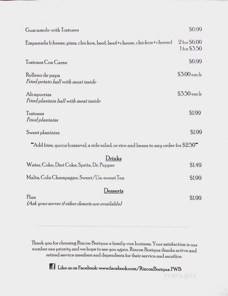 Rincon Boriqua - Fort Walton Beach, FL menu_pic