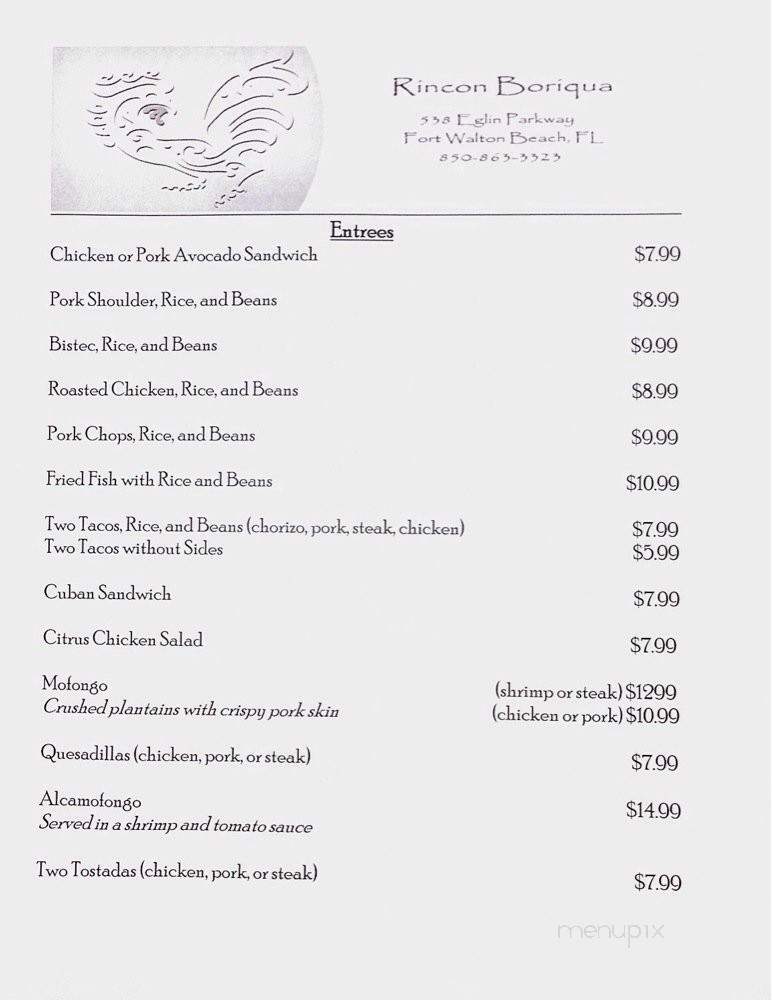 Rincon Boriqua - Fort Walton Beach, FL menu_pic