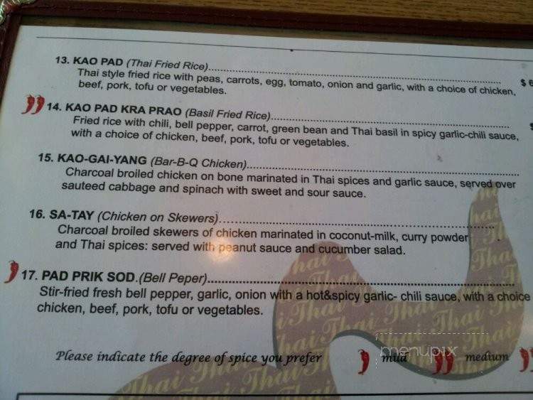 Kow Thai Restaurant - Davis, CA menu_pic
