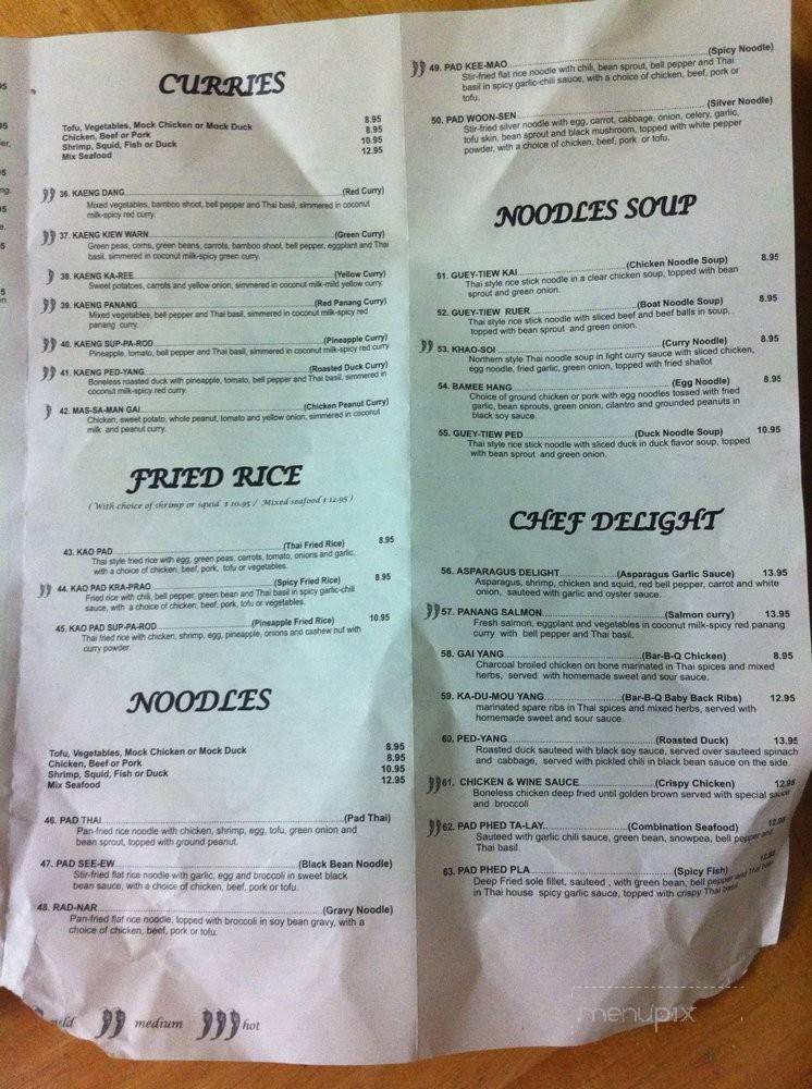 Kow Thai Restaurant - Davis, CA menu_pic