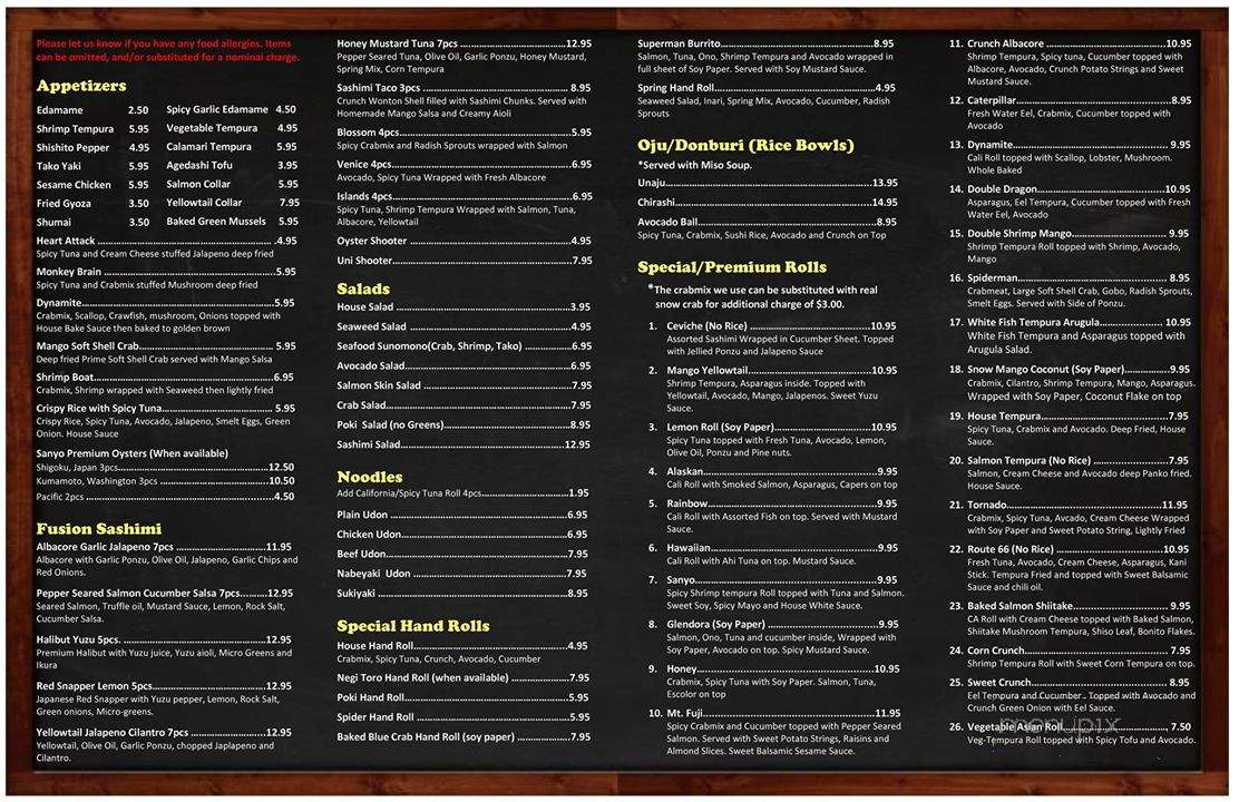 Sanyo Sushi - Glendora, CA menu_pic