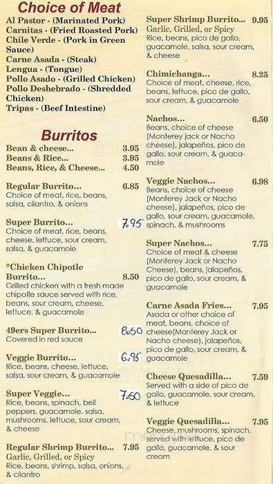 El Brinquito - Santa Rosa, CA menu_pic
