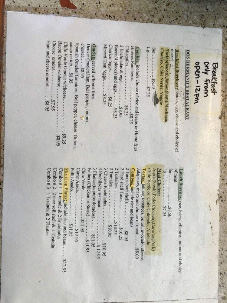 Dos Hermanos - San Miguel, CA menu_pic
