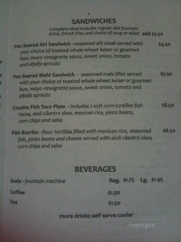 Cousins Seafood & Bento - Hilo, HI menu_pic