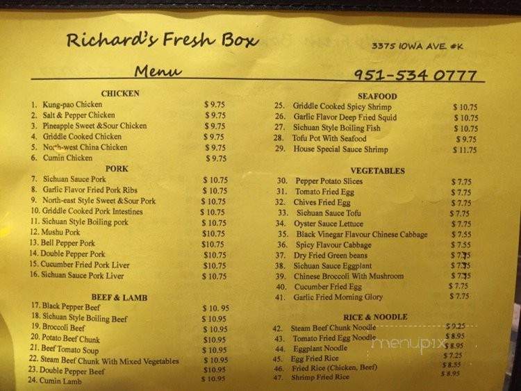 Richard's Fresh Box - Riverside, CA menu_pic