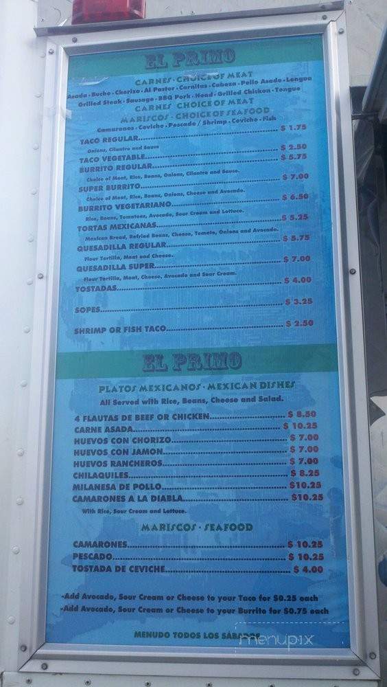 Tacos El Primo - San Francisco, CA menu_pic