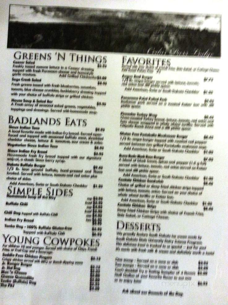 Cedar Pass Lodge Cafe - Interior, SD menu_pic