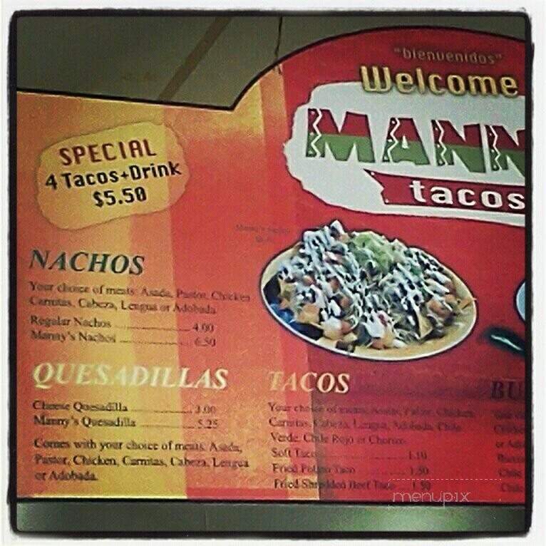 Manny's Tacos - Alhambra, CA menu_pic