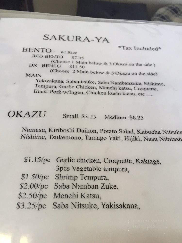 Sakura-Ya - Honolulu, HI menu_pic