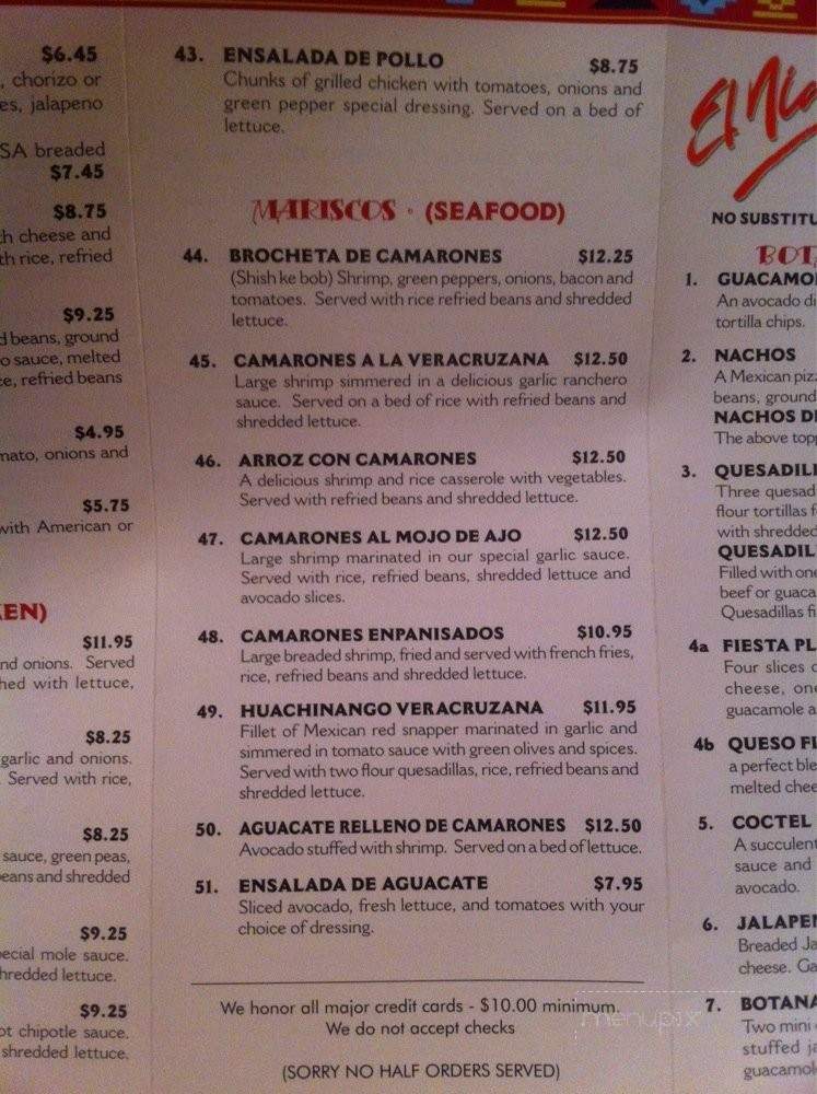 El Niagara Mexican Restaurant - Woodstock, IL menu_pic