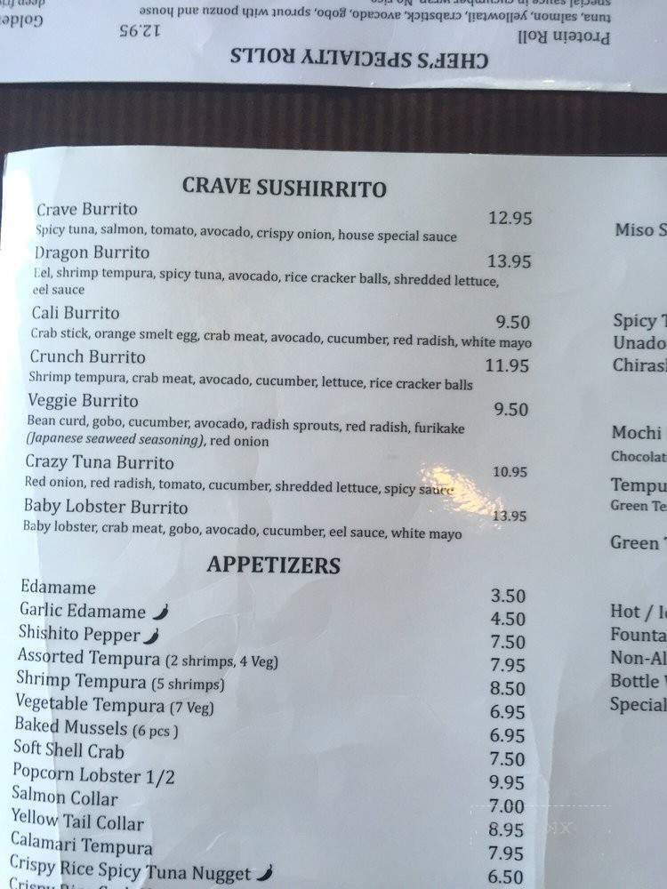 Crave Cafe Sushi - Los Angeles, CA menu_pic
