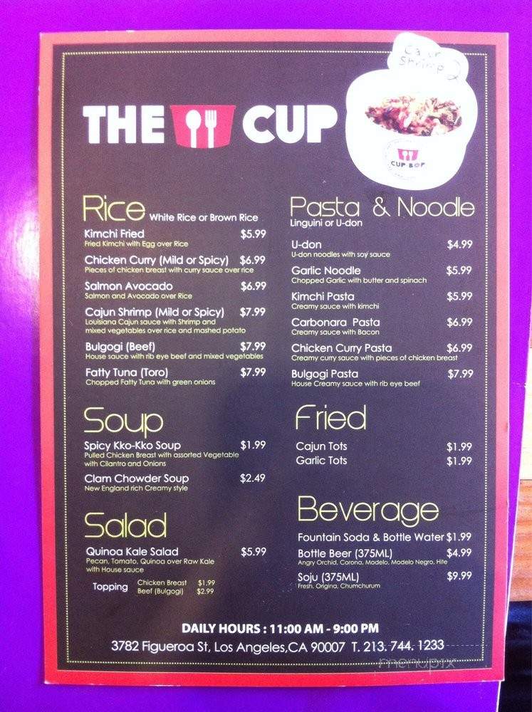 The Cup - Los Angeles, CA menu_pic