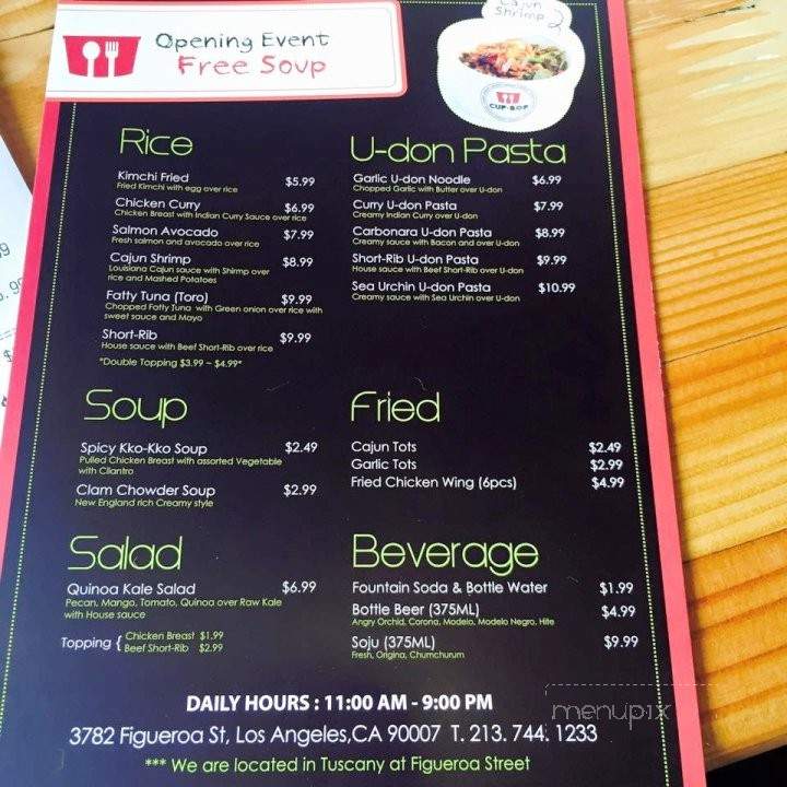 The Cup - Los Angeles, CA menu_pic