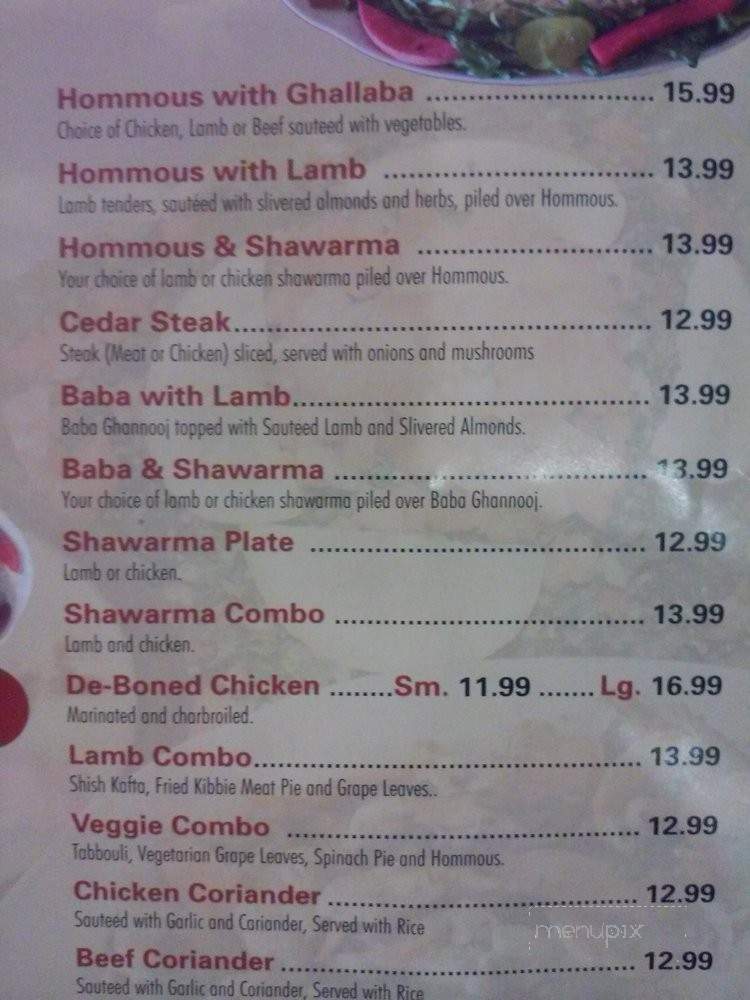 Cedar Kabob & Cafe - Sterling Heights, MI menu_pic