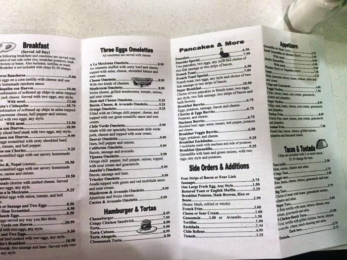 Juanita's Mexican Restraunt - Santa Rosa, CA menu_pic