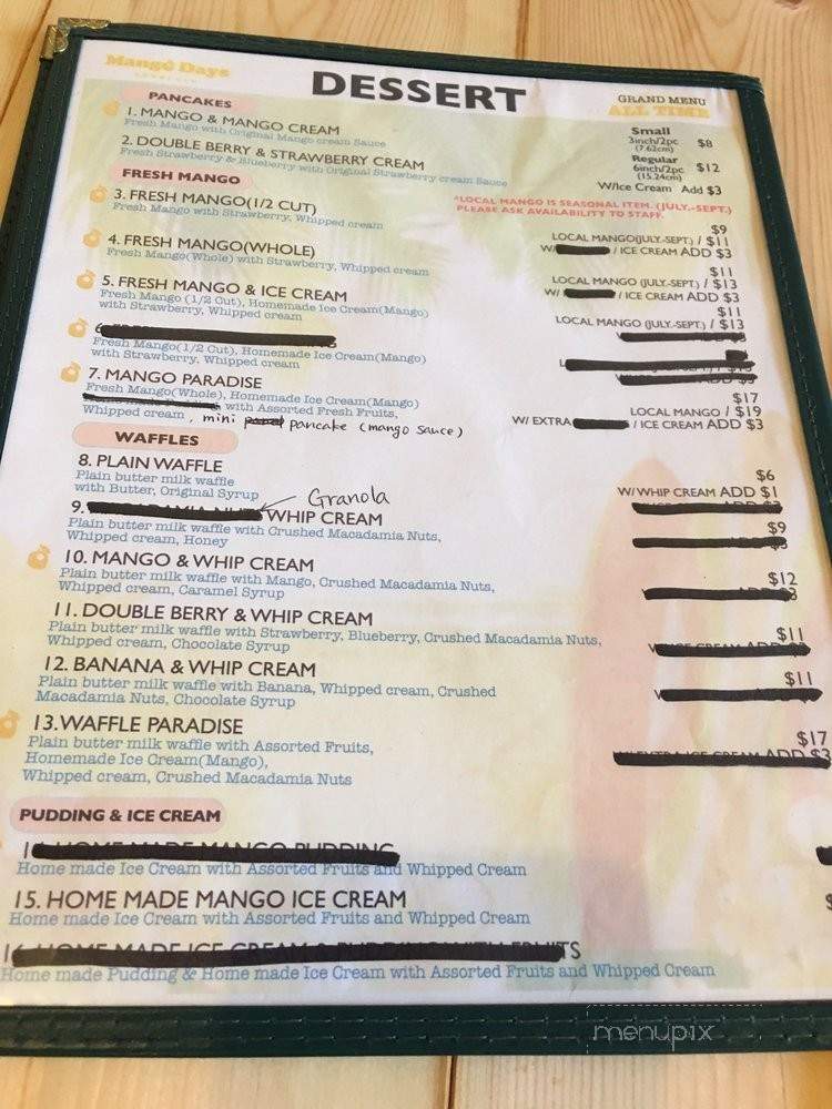 Mango Days At Honolulu - Honolulu, HI menu_pic
