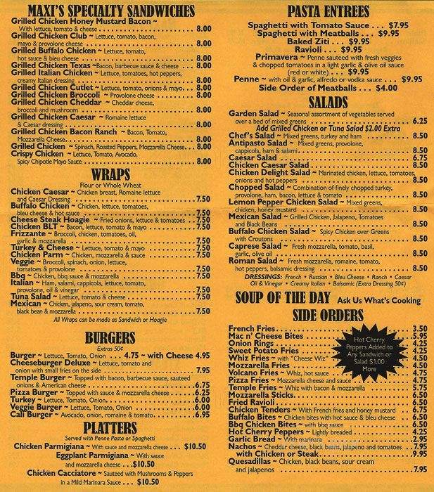 Maxi's Pizza Subs and Bar - Philadelphia, PA menu_pic