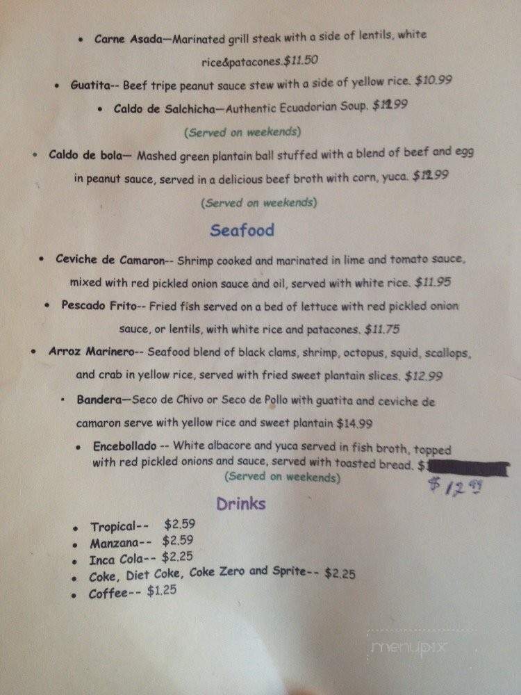 Rinconcito Ecuatoriano - Lawndale, CA menu_pic