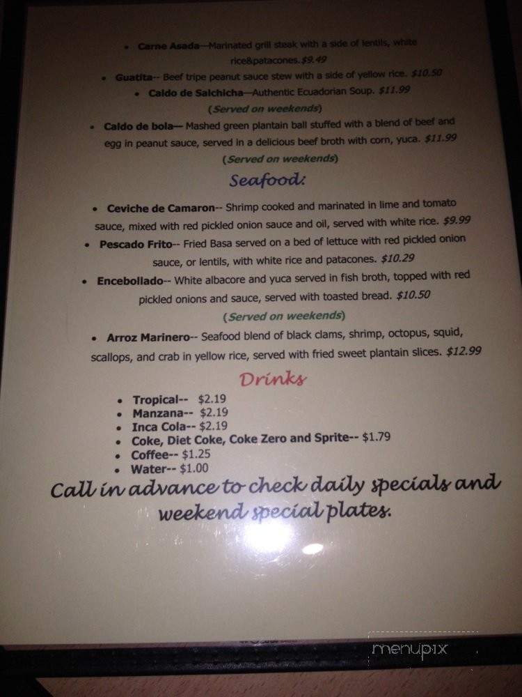 Rinconcito Ecuatoriano - Lawndale, CA menu_pic