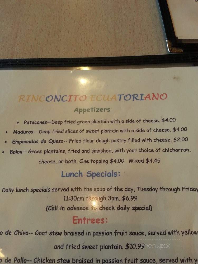 Rinconcito Ecuatoriano - Lawndale, CA menu_pic