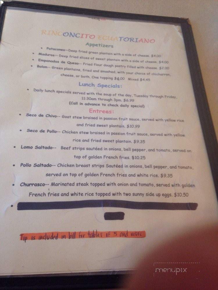 Rinconcito Ecuatoriano - Lawndale, CA menu_pic