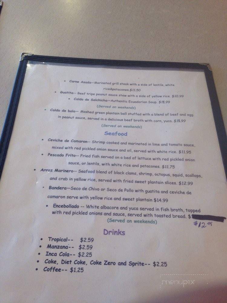 Rinconcito Ecuatoriano - Lawndale, CA menu_pic