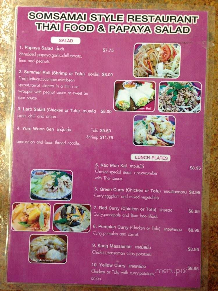 Somsamai Styles Restaurant - Hilo, HI menu_pic