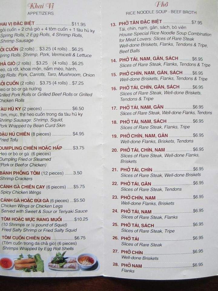 Pho Tan - Lakeland, FL menu_pic