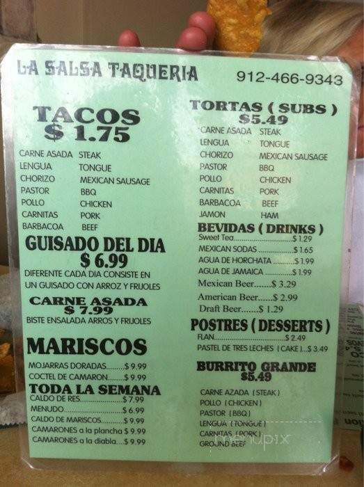 La Salsa Taqueria - Brunswick, GA menu_pic
