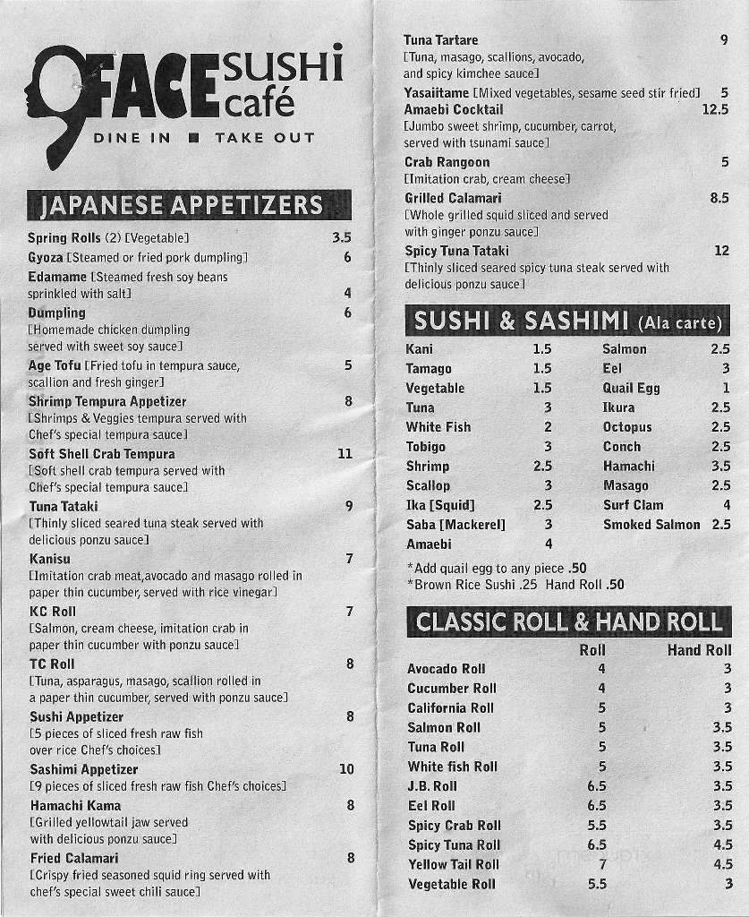 9 Face Sushi Cafe - Pompano Beach, FL menu_pic