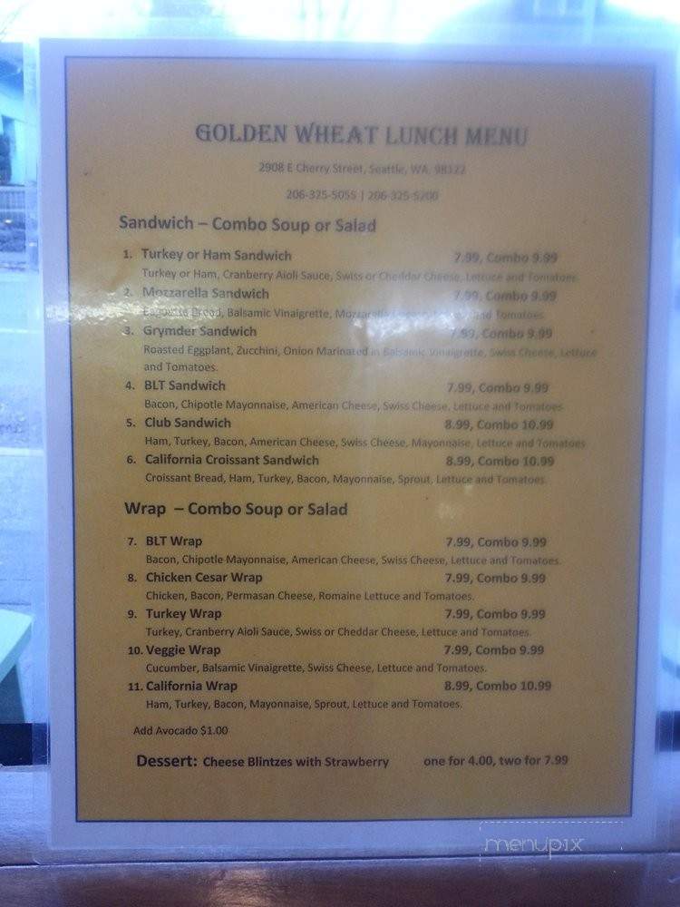 Golden Wheat Bakery - Seattle, WA menu_pic