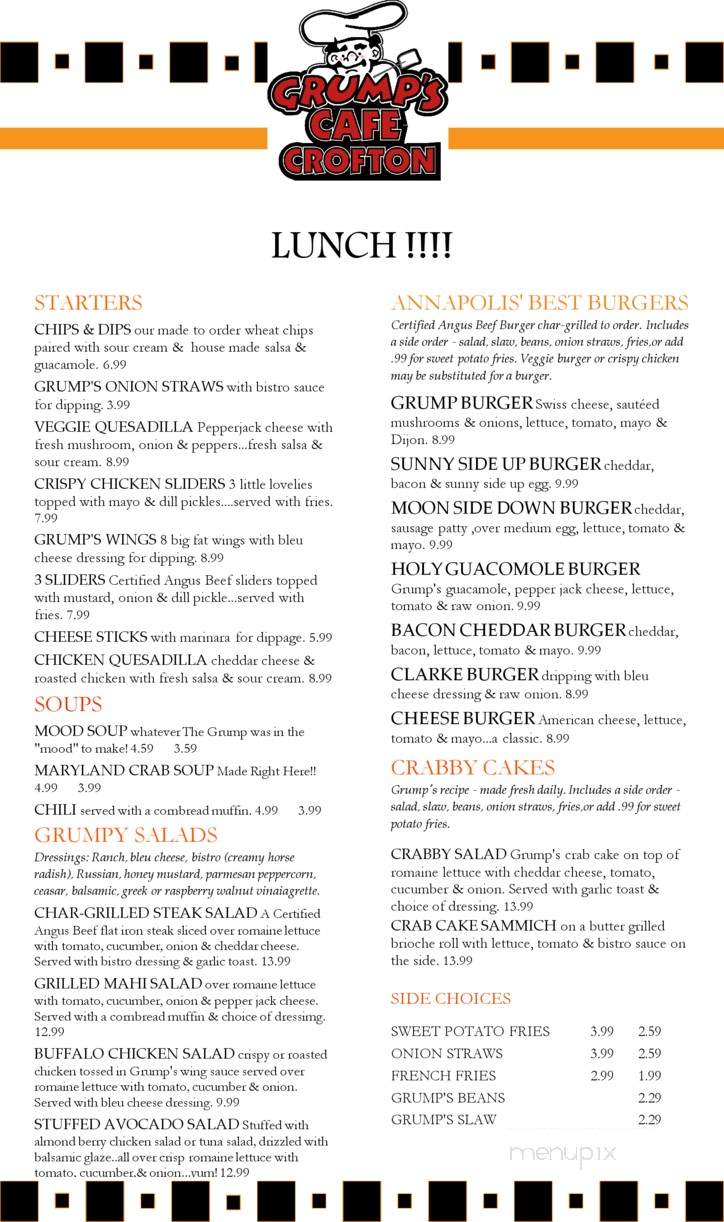 Grump's Cafe Crofton - Gambrills, MD menu_pic