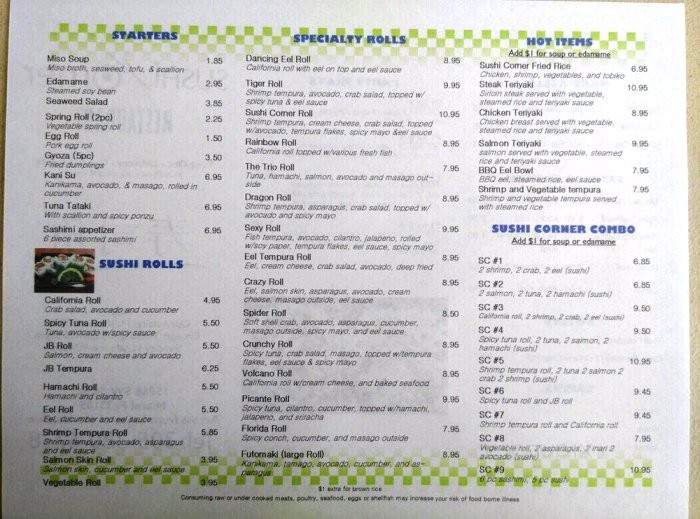 Sushi Corner - Miami, FL menu_pic