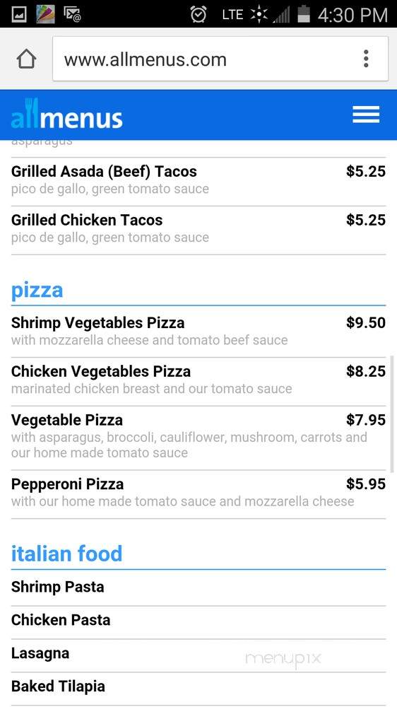 Monarca Pasta & Grill - Los Angeles, CA menu_pic