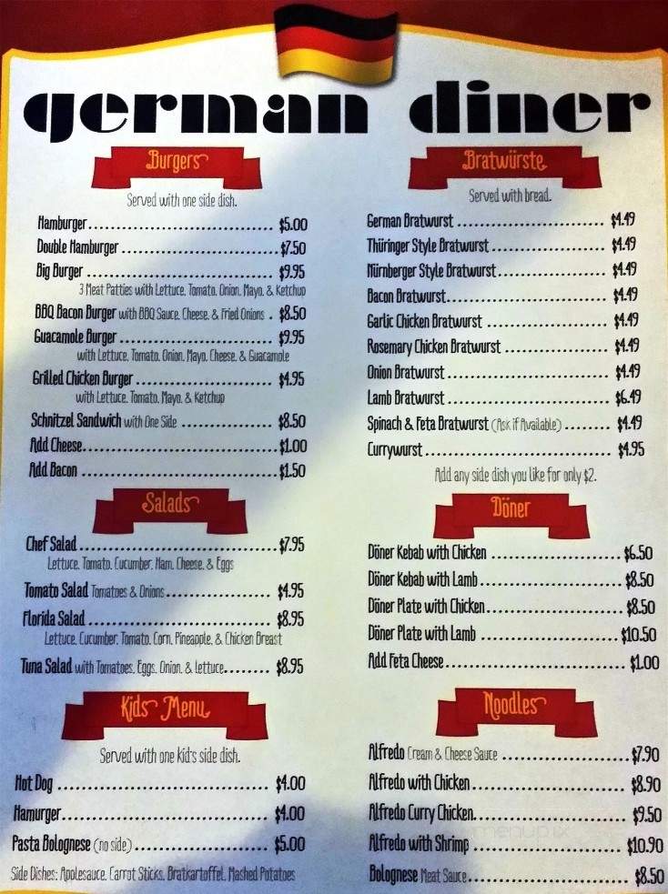 German Diner - Lacey, WA menu_pic