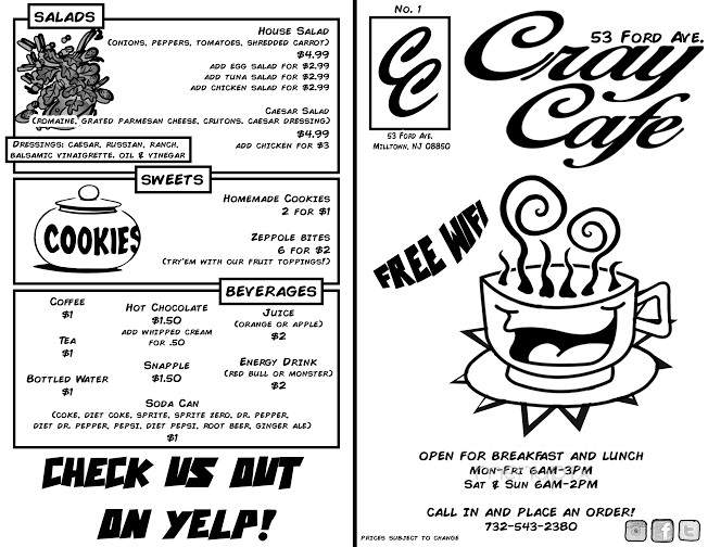 Cray Cafe - Milltown, NJ menu_pic