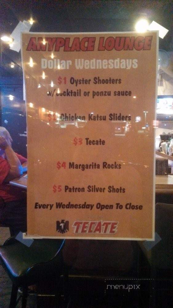Anyplace Cocktail Lounge - Honolulu, HI menu_pic