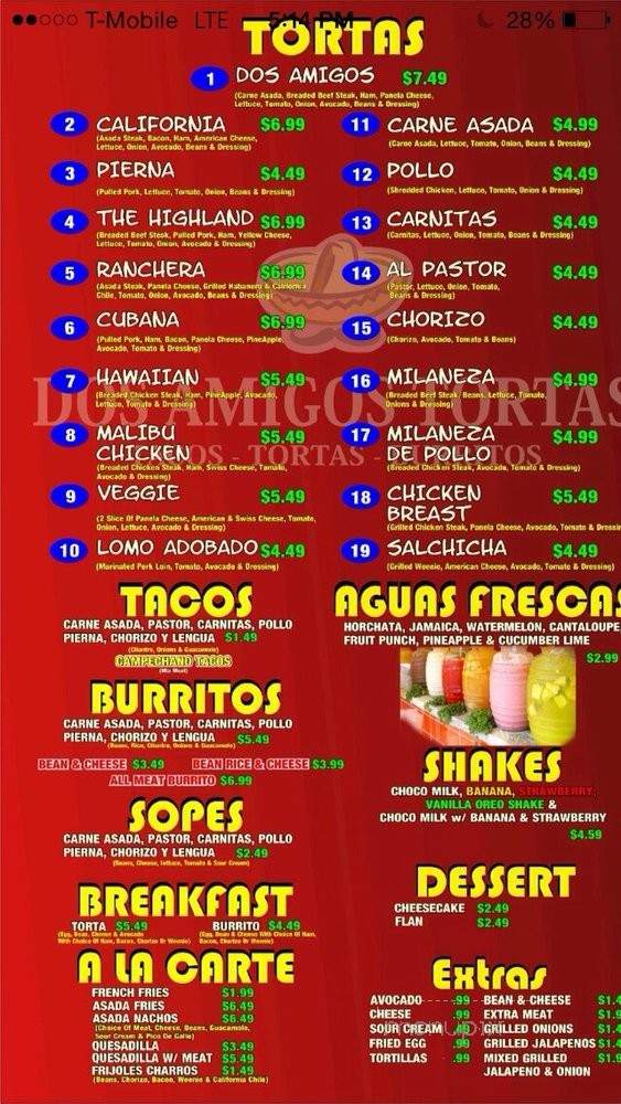 /250867791/Dos-Amigos-Tortas-Menu-Highland-CA - Highland, CA