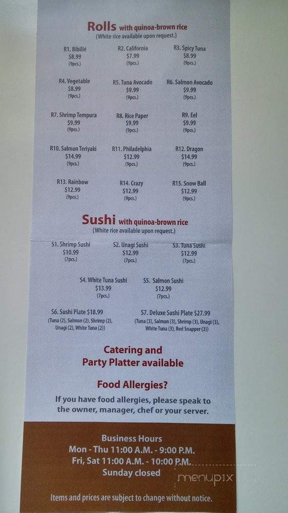Bibille - Tarrytown, NY menu_pic