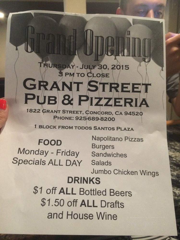 Grant Street Pub & Pizzeria - Concord, CA menu_pic