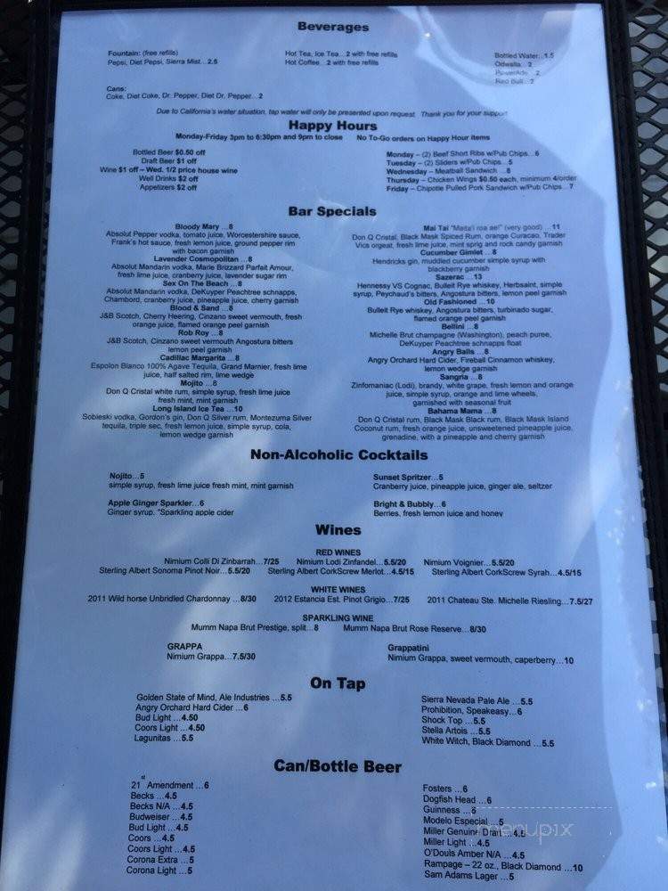 Grant Street Pub & Pizzeria - Concord, CA menu_pic